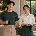 So sánh áo thun và áo sơ mi cho nhân viên quán cà phê