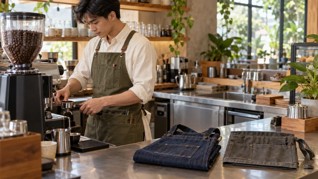 Cách chọn tạp dề cho nhân viên pha chế: chất liệu, kiểu dáng và màu sắc