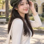 Mũ đồng phục beret mềm màu xanh rêu, vải cotton twill, khóa tăng chỉnh