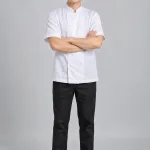 Mũ đồng phục mũ bếp chụp đầu màu xanh rêu, vải kaki cotton, thêu logo mặt trước
