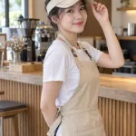 Mũ đồng phục visor nửa đầu màu be kem, vải kaki cotton, viền chỉ tương phản