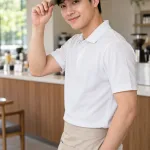 Mũ đồng phục lưỡi trai sáu múi màu be kem, vải vải nhẹ thoáng khí, khóa tăng chỉnh